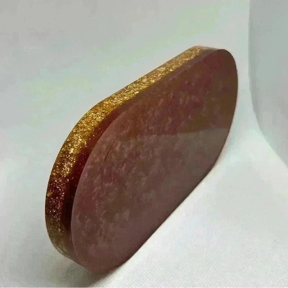 Hand Crafted Golden Sparkle Mauve Pink Base Resin Trinklet Tray - Picture 4 of 4